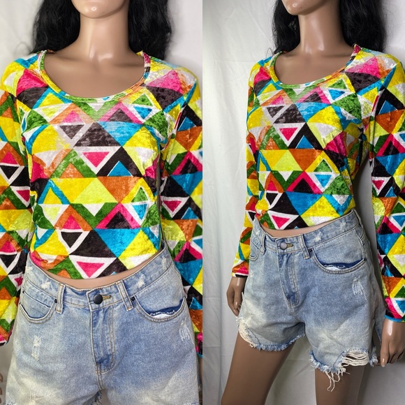 Guess Tops - Vintage Velvet Geometric Top